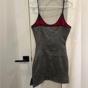 VTG 90s Tommy Jeans Wool Herringbone Dress Leather Details | XXS XS Extra Small